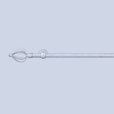 White Sliver 19mm Iron Curtain Rod Set Windows Steel Curtain Pole