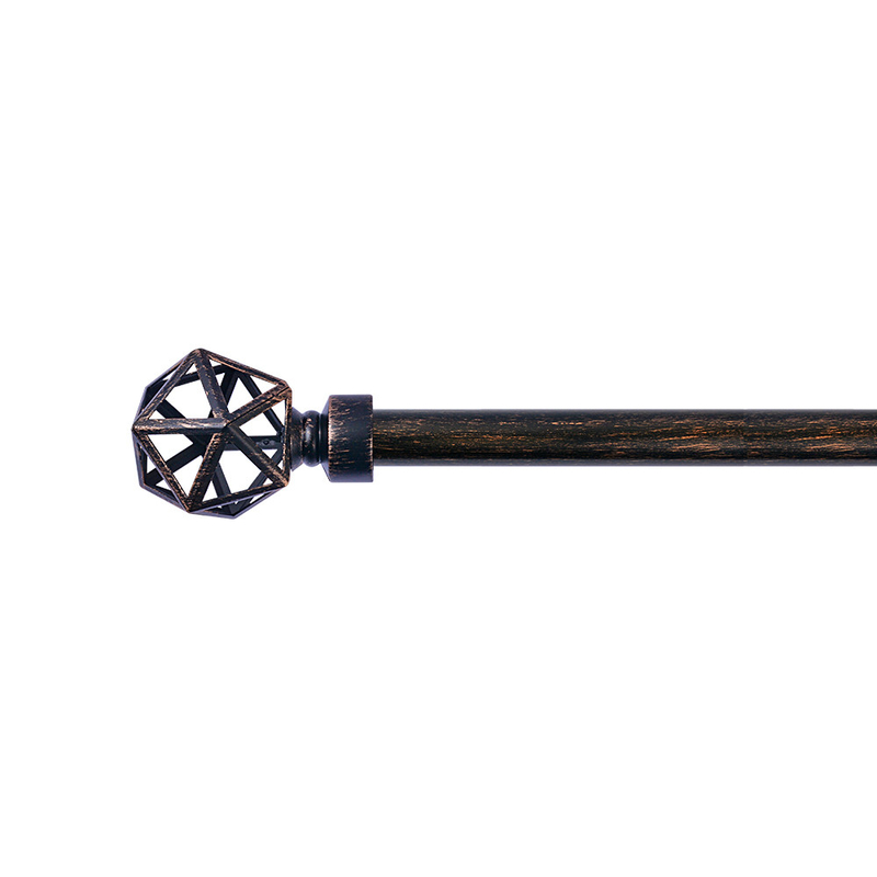 Black Sweep Copper 0.4mm Curtain Rod Set 28mm Diameter With Single Bracket
