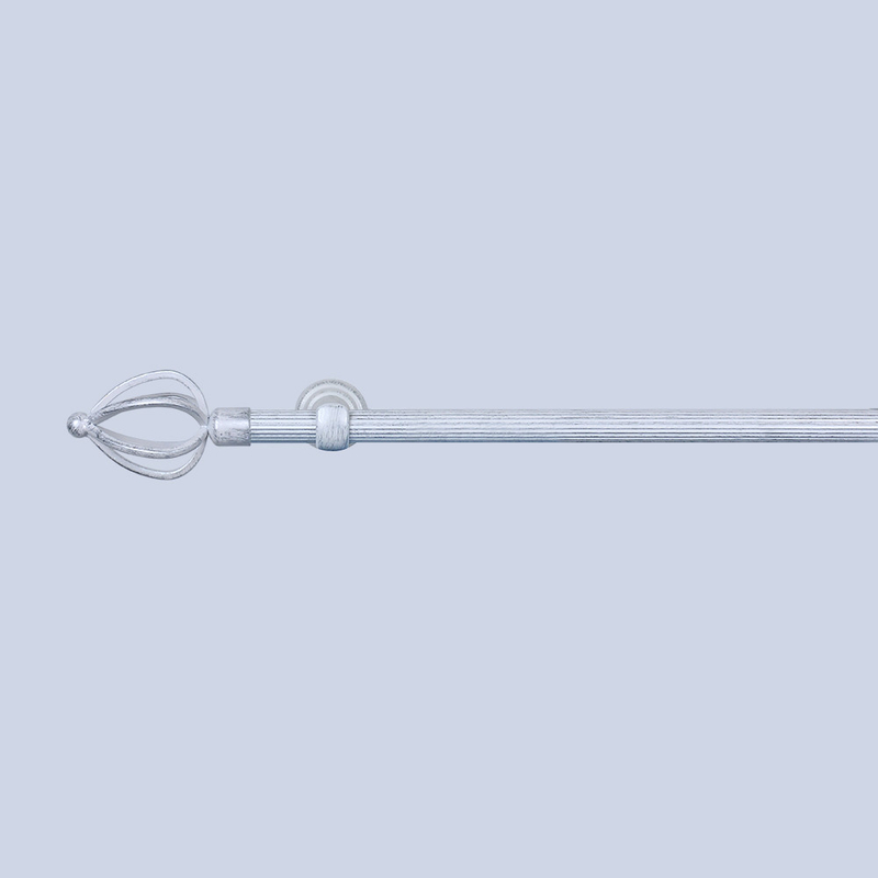 White Sliver 19mm Iron Curtain Rod Set Windows Steel Curtain Pole